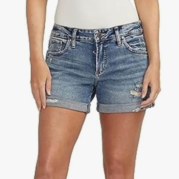Silver Jeans Co. Women's Beau Boyfriend Short‎ Blue 18W Stitch Fix Nwt - Picture 1 of 4